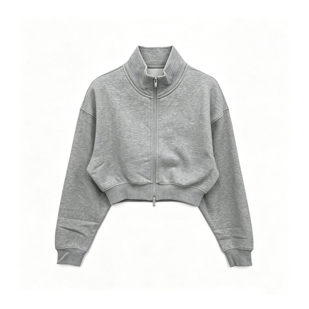GJW26002 Crop Mockneck Zip Up Jacket