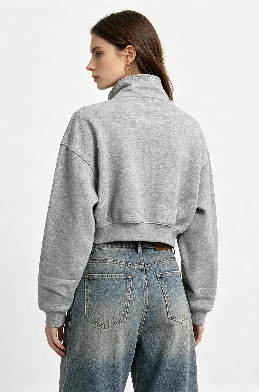 GJW26002 Crop Mockneck Zip Up Jacket