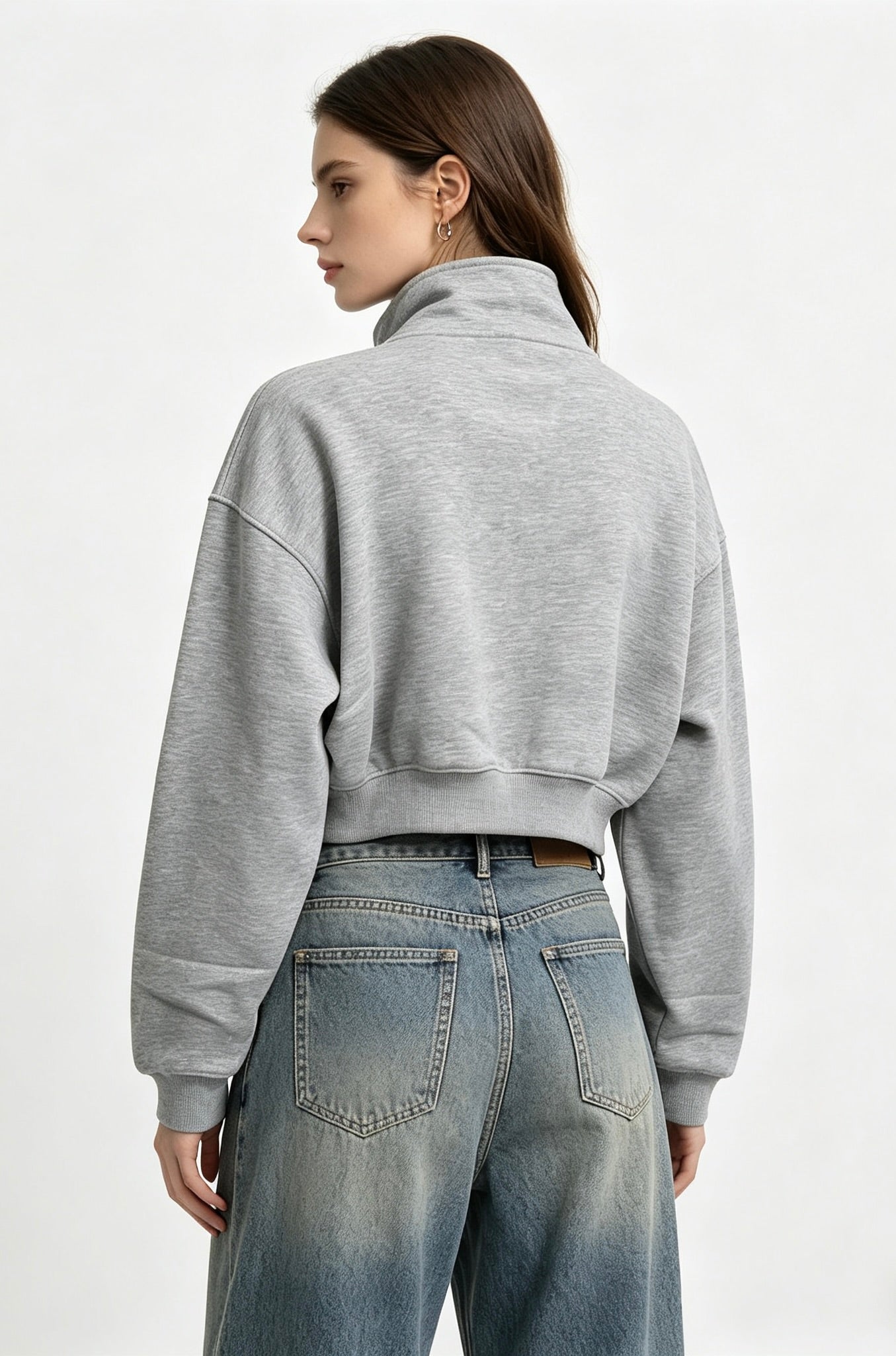 GJW26002 Crop Mockneck Zip Up Jacket